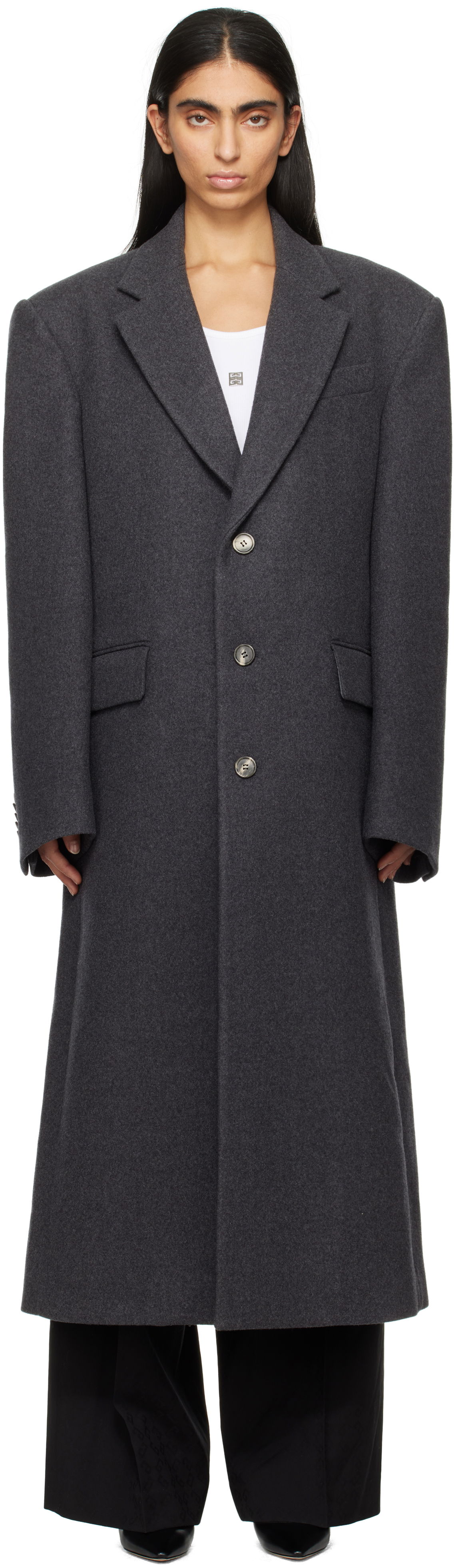 Takit WARDROBE.NYC Single Breasted Long Coat Harmaa | W4002F24WO, 0
