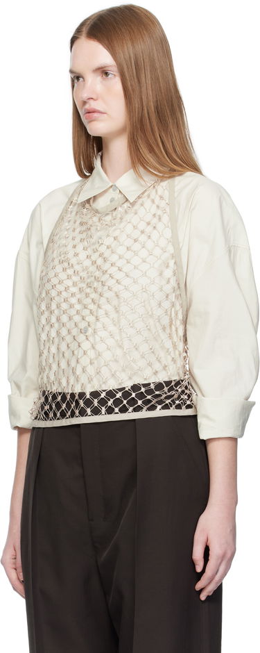 Tankkitoppi LEMAIRE LEMAIRE Fishnet Halter Top Beige | TO1473 LF1509, 3