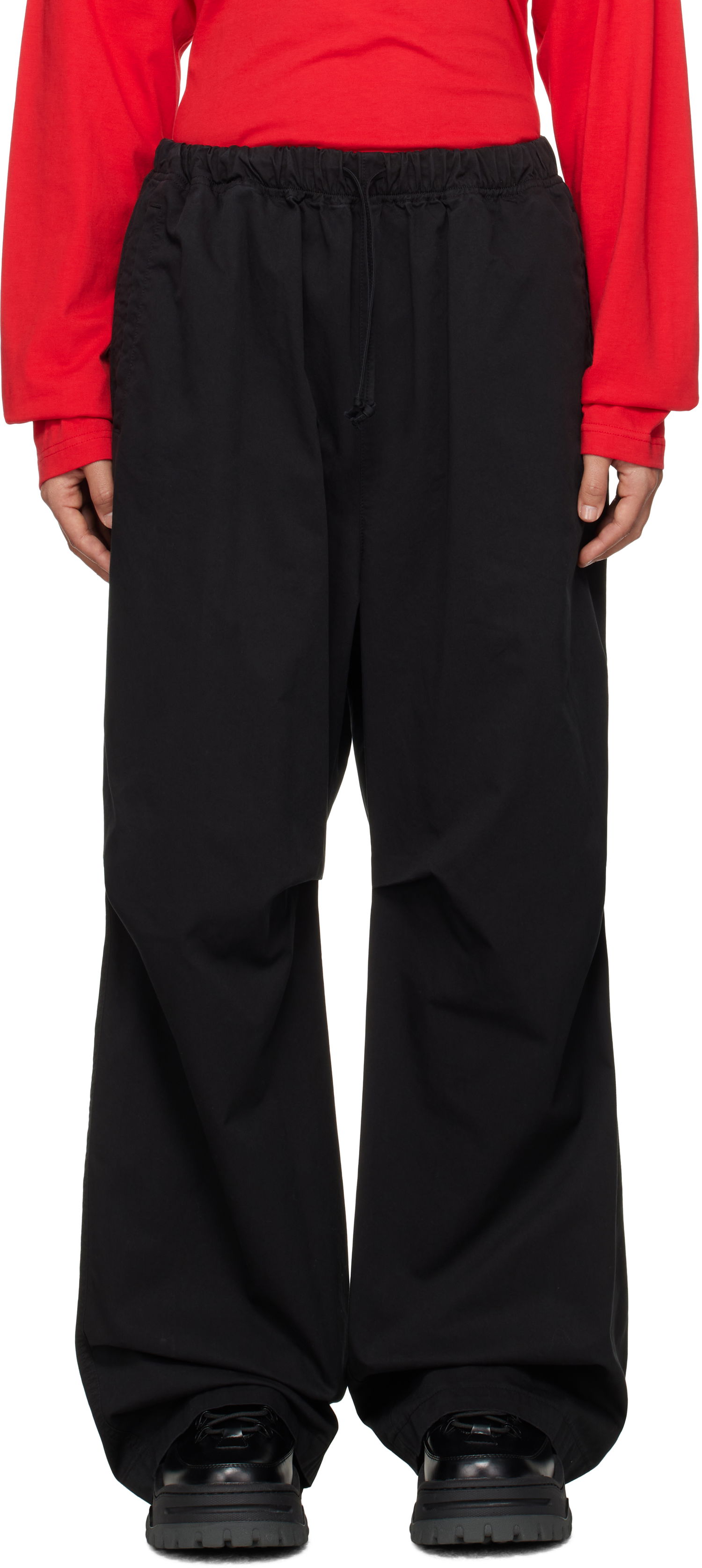 Cargo housut We11done We11done Tucked Wide Trousers Musta | WD-PT3-24-262-U-BK, 0