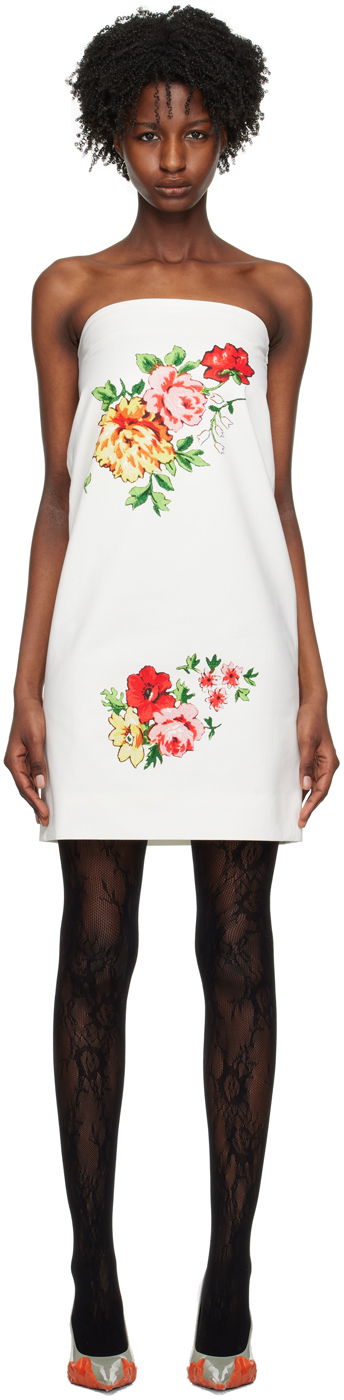 Mekko We11done We11done Printed Strapless Mini Dress Valkoinen | WD-OP1-23-016-W-MX