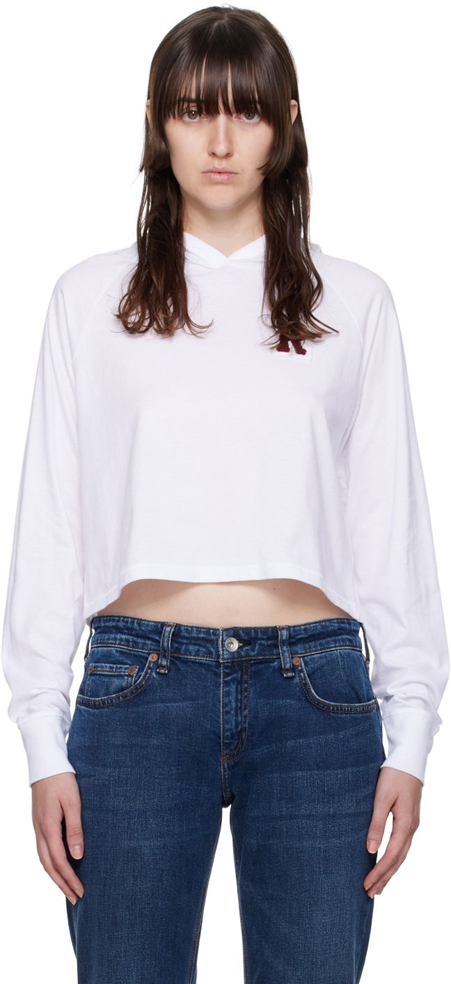 Huppari rag & bone Rag & Bone Cropped Hoodie Valkoinen | WCC22FT011YT11