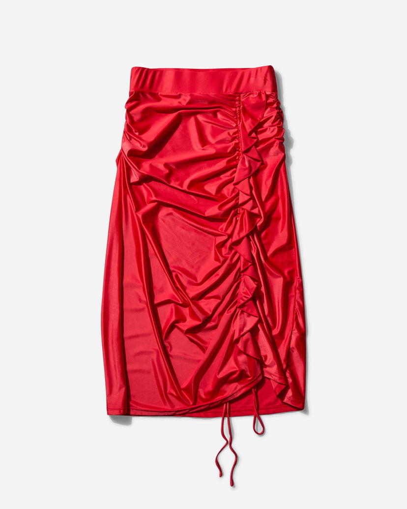 Hame OpéraSPORT Agathe Ruched Drawstring Midi Skirt Punainen | SS25-A32 RED
