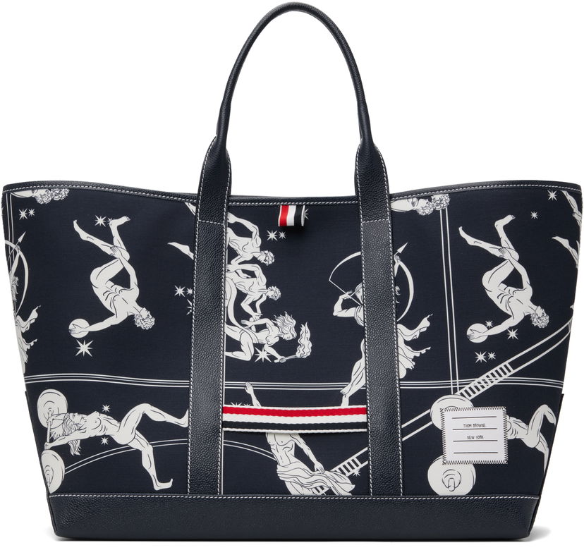 Kangaskassi Thom Browne Thom Browne Olympic Constellation Medium Tool Tote Tummansininen | MAG389A-F0891