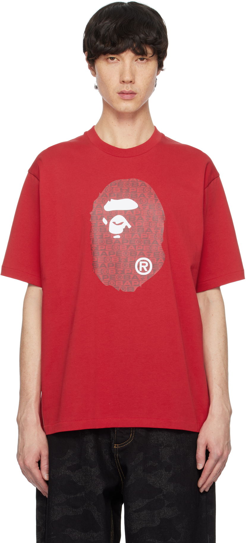 T-paita BAPE Lux Sport Pattern Ape Head T-Shirt Punainen | 001TEK801322M
