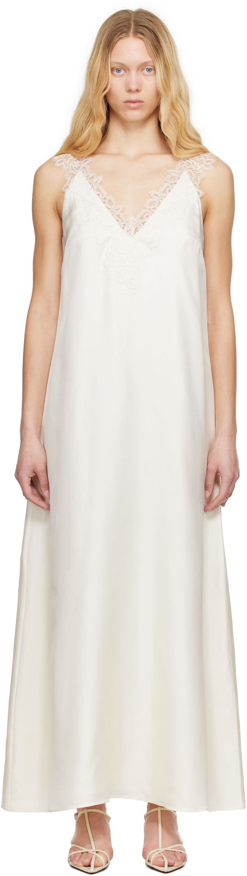 Mekko Róhe Rohe Silk Lace Maxi Dress Valkoinen | 415-33-256