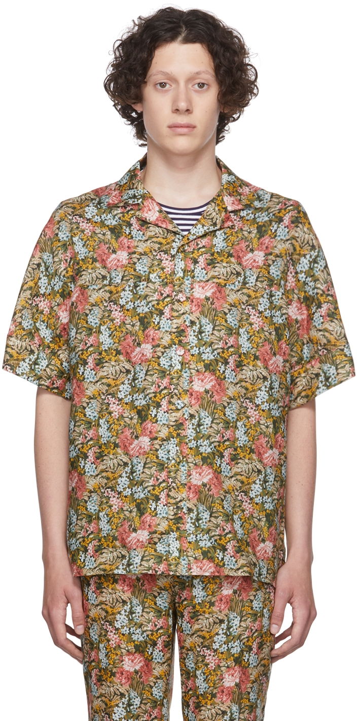 Paita Erdem Floral-Print Short Sleeve Shirt Vihreä | MV22_503MLFL PHILIP SHIRT
