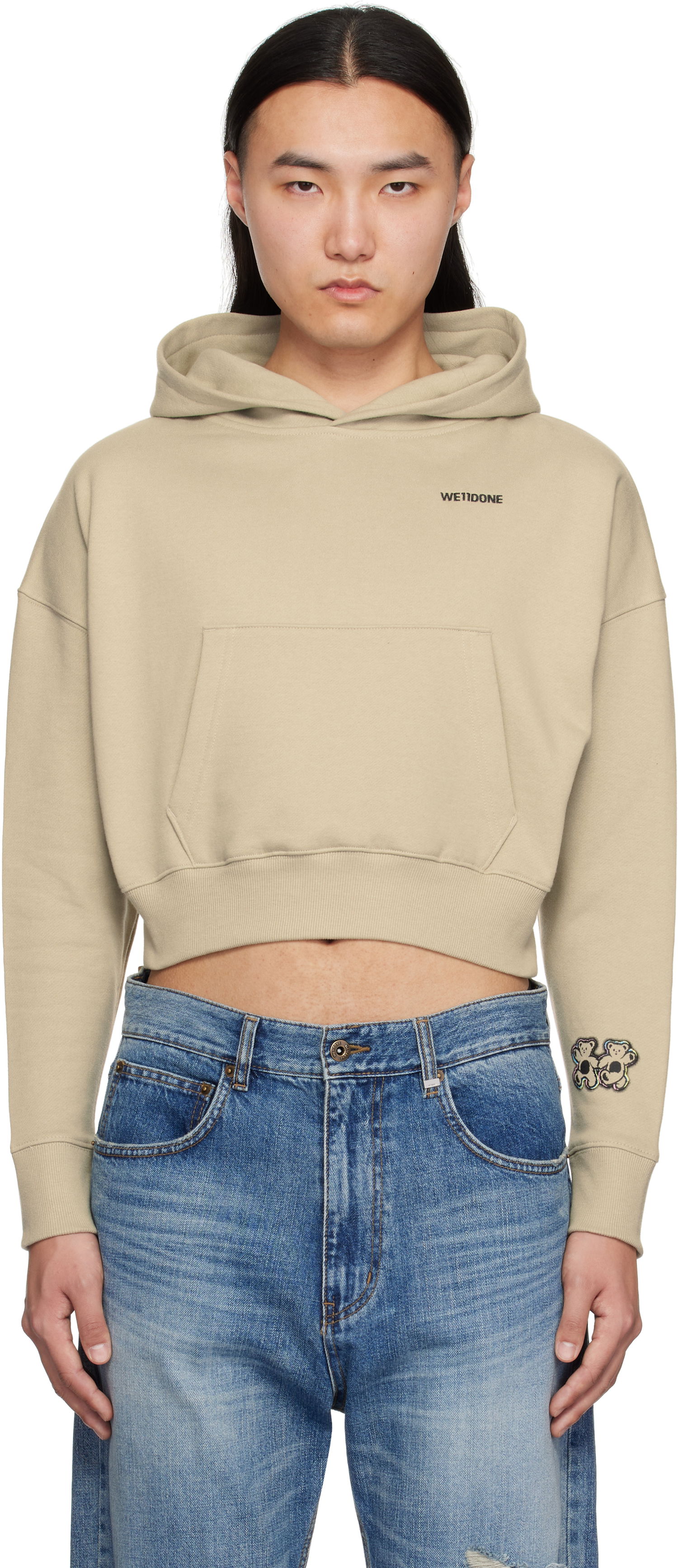 Huppari We11done We11done Teddy Twins Cropped Hoodie Beige | WD-TH0-25-841-U-KK, 0