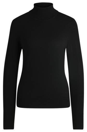 Villapaita BOSS Virgin Wool Rollneck Sweater Musta | 50493846