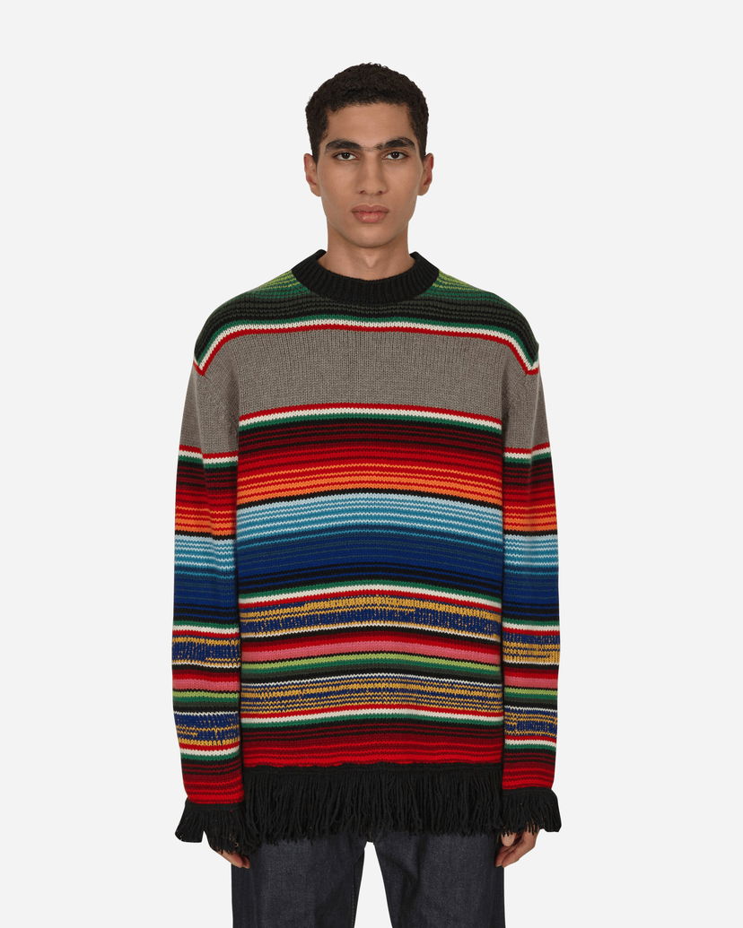 Villapaita Junya Watanabe Fringe Striped Crewneck Sweater Monivärinen | WJ-N009-W22  1