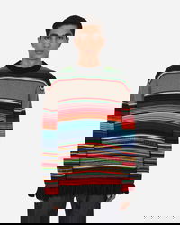 Fringe Striped Crewneck Sweater