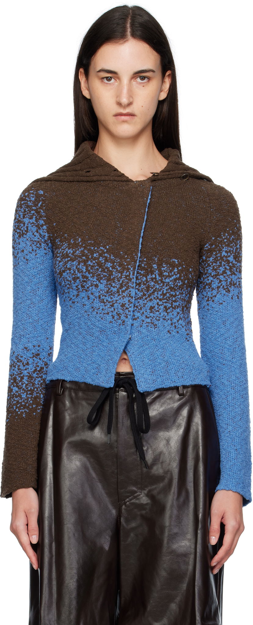 Villapaita Andersson Bell Andersson Bell Flow Jacquard Knit Cropped Hoodie Sininen | atb1358w