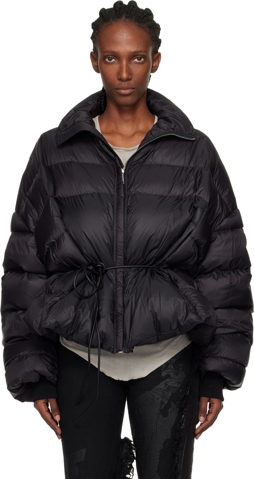 Puffer takki Rick Owens Concordians Sail Down Puffer Jacket with Drawstring Waist Musta | RP02E4769 NPD1