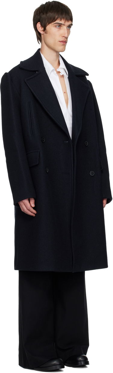 Takit Dries Van Noten Double-Breasted Wide-Lapel Coat Tummansininen | 252-020259-2215, 1
