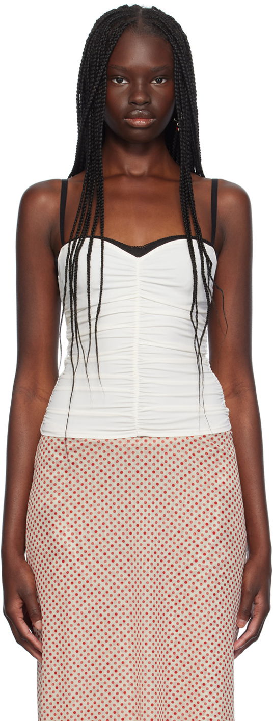 Tankkitoppi Miaou Miaou Renzo Ruched Cami Tank Top Valkoinen | 7064TKCRM