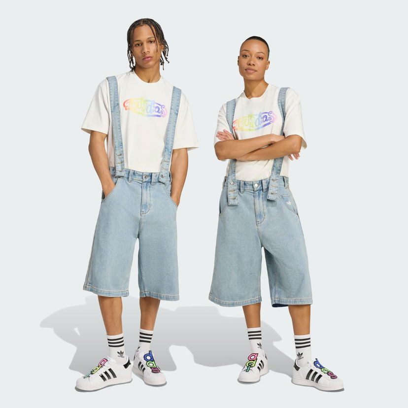Shortsit adidas Performance Jeremy Scott Pride Denim Overalls Sininen | JY2022