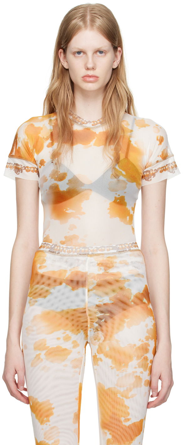 T-paita Ottolinger Ottolinger Exclusive Sheer T-Shirt Oranssi | 100115