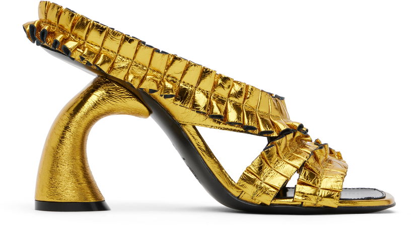 Asusteet Dries Van Noten Dries Van Noten Ruffled Heeled Sandals Metallinen | WS251-1566-207