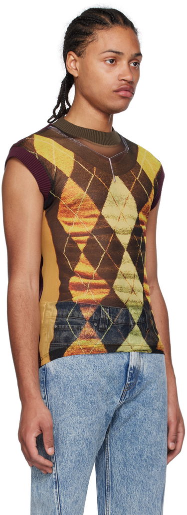 Tankkitoppi Y/PROJECT Jean Paul Gaultier Edition Argyle Mesh Tank Top Keltainen | YPJPGTS5-S24, 1