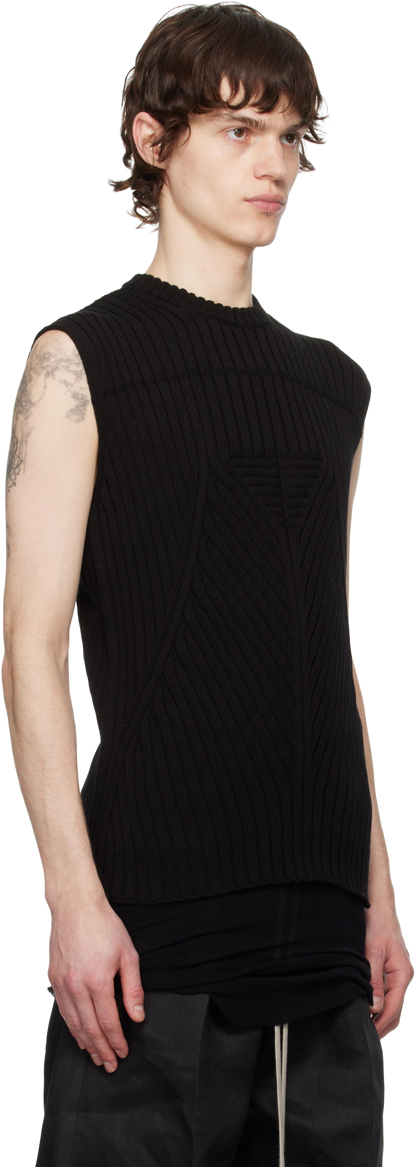 Villapaita Rick Owens Rick Owens Hollywood Knit Vest Musta | RU01E5662 KEC, 1