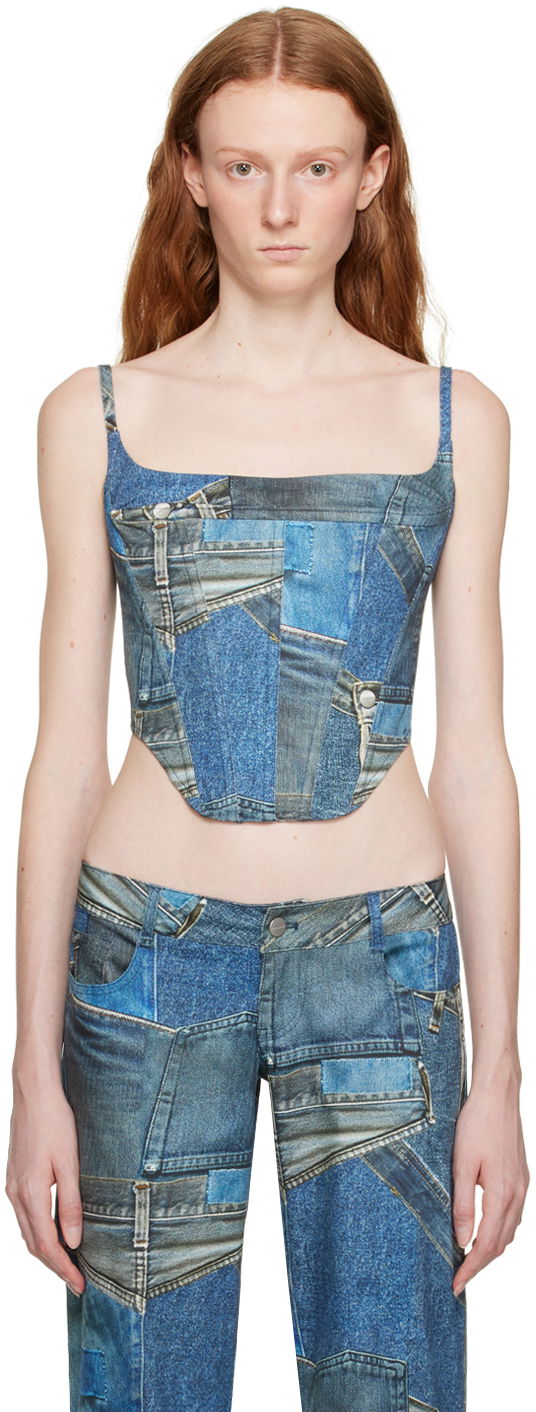 Tankkitoppi Miaou Miaou Venus Patchwork Denim Camisole Top Sininen | 7040SCDEN