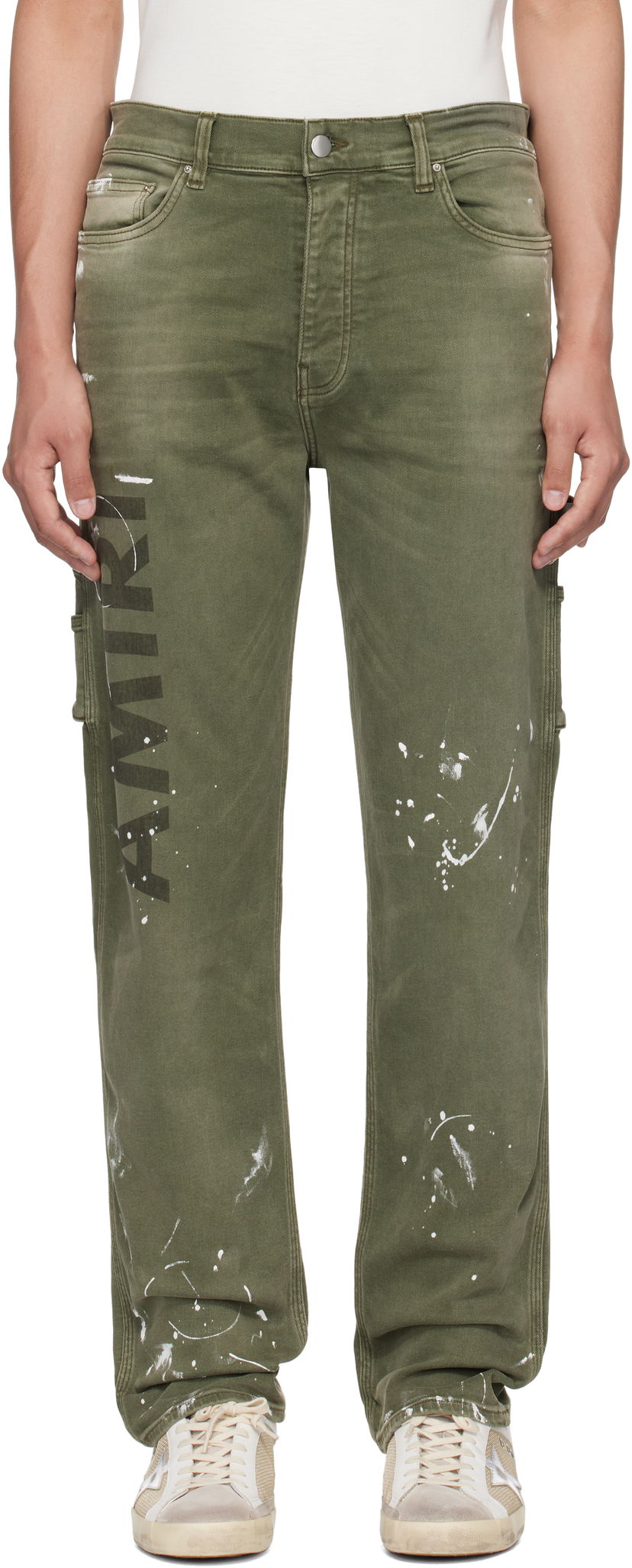 Jeans AMIRI AMIRI Army Logo Painted Slim Workman Jeans Vihreä | AMDNSM1018