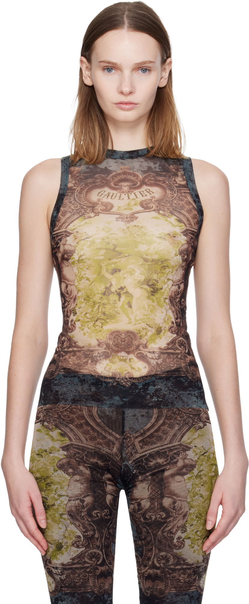 Tankkitoppi Jean Paul Gaultier 'The Médaillon' Baroque Mesh Tank Top Monivärinen | 25/04-W-TO304-M006P-005740