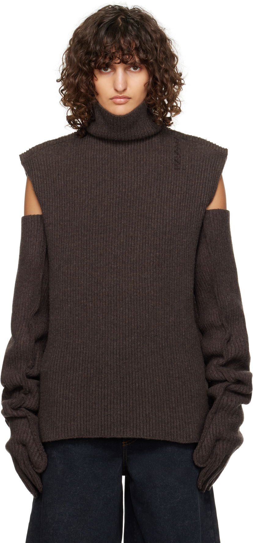 Villapaita Marni Turtleneck Ribbed Wool Ruskea | DVMD0183A0 UFWH22