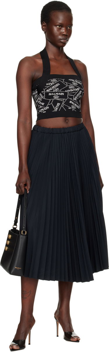 Hame Balmain Balmain Label Motif Halter Top Musta | EF1AA025KH86, 3