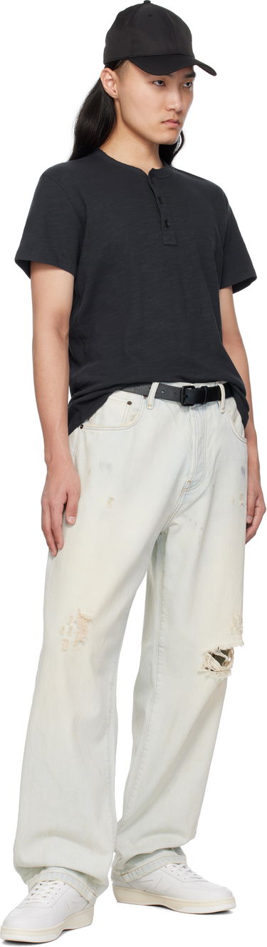 T-paita rag & bone Rag & Bone Classic Cotton Henley T-Shirt Musta | M000T906G, 3