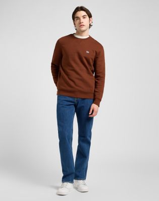 Huppari Lee Regular Patch Crew Sweatshirt Luxe Ruskea | 112371910, 1