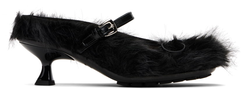 Korut Simone Rocha Simone Rocha Faux Fur Grip Mule Heels Musta | HBG1 1090