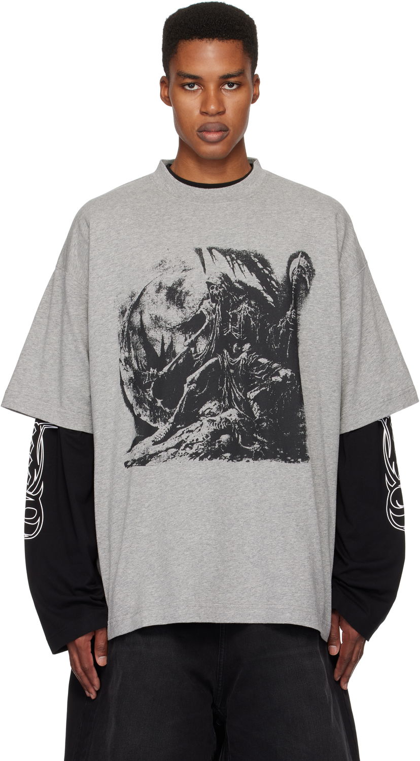 T-paita VETEMENTS Oversized Graphic T-Shirt Harmaa | UA66TR645G