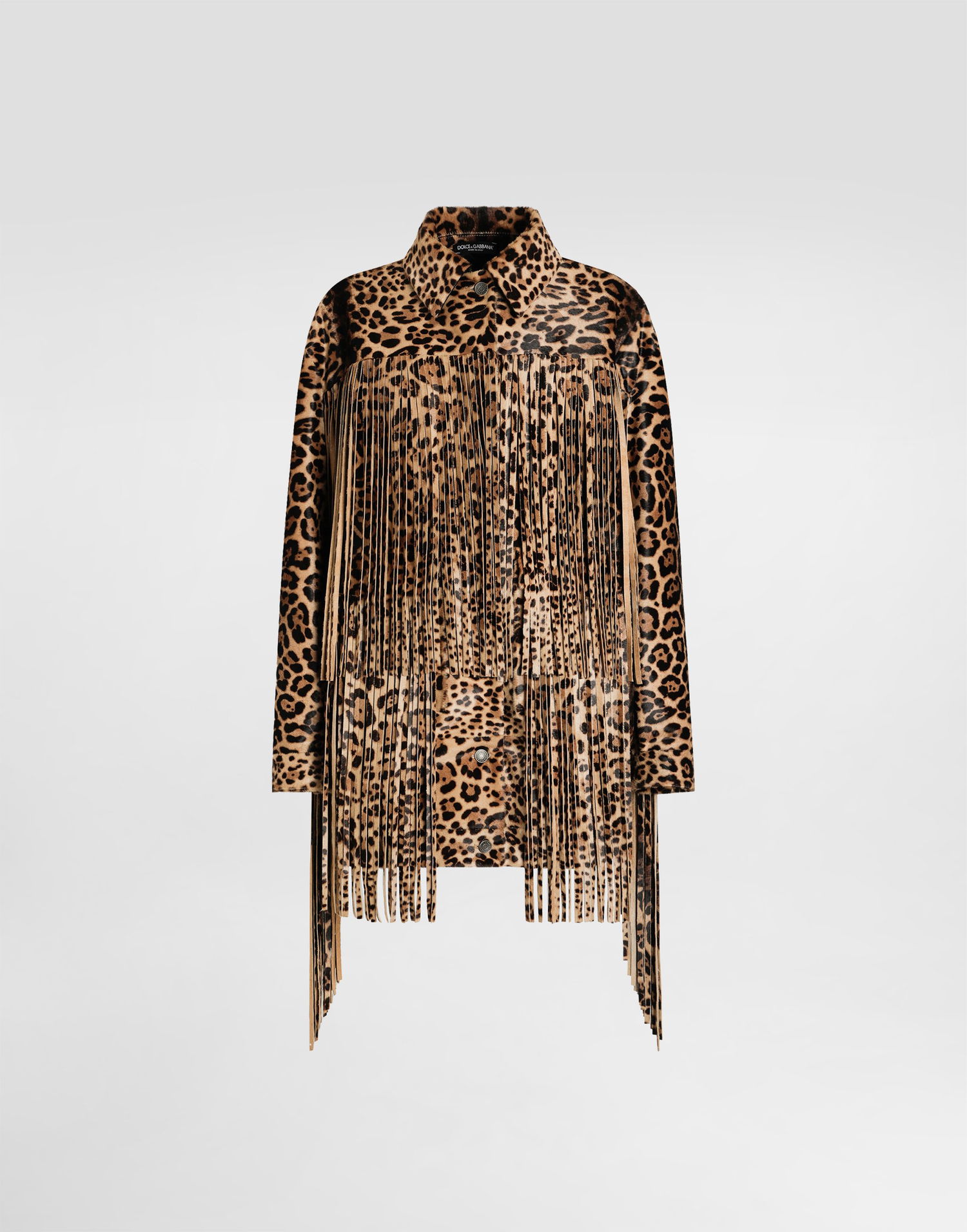 Takki Dolce & Gabbana Dolce & Gabbana Leopard-Print Fringed Jacket Ruskea | F9T45LHULXRS9001, 0