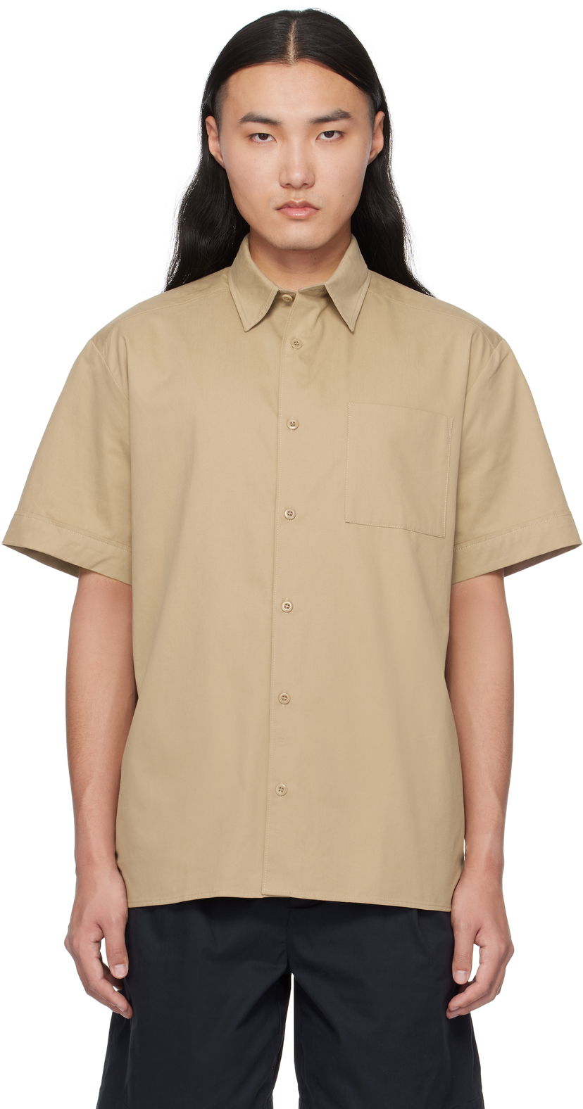 Paita A.P.C. Ross Short-Sleeve Shirt Beige | COGZR-H12541