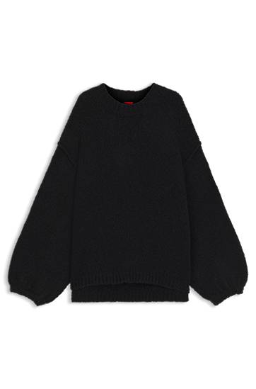 Villapaita BOSS Oversized-fit knitted sweater with puff sleeves Musta | 50548252