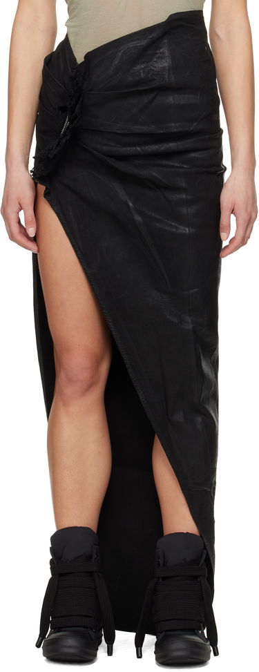 Hame Rick Owens Rick Owens DRKSHDW Hollywood Soft Edfu Denim Maxi Skirt Musta | DS01E3348 SCF, 0