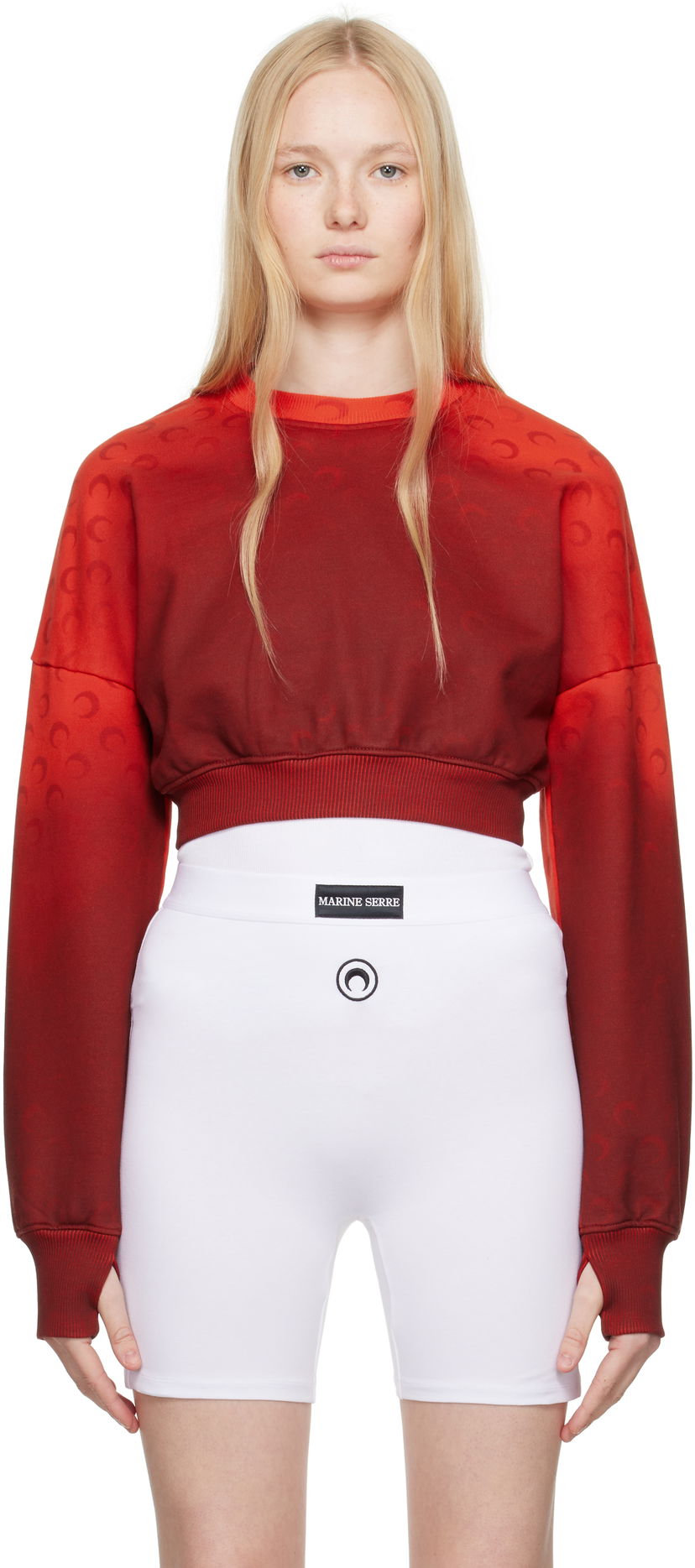 Villapaita Marine Serre Marine Serre Moon Faded Fleece Cropped Sweatshirt Punainen | WST012A CJER0073