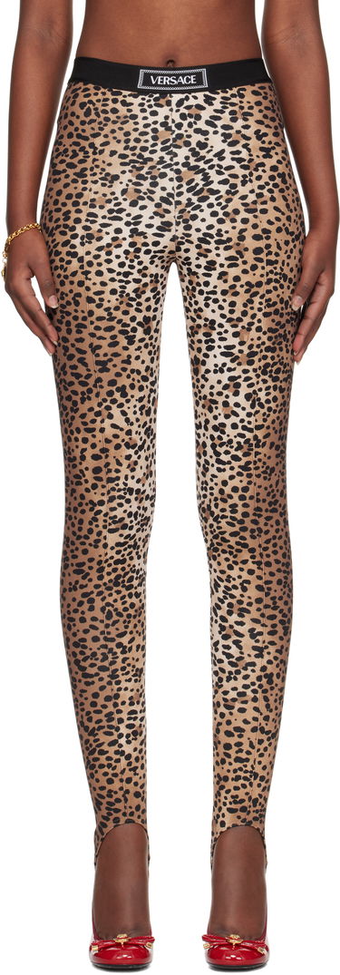 Leggingsit Versace Versace Leopard Print Stirrup Leggings Ruskea | 1015879_1A13676_5N540, 0