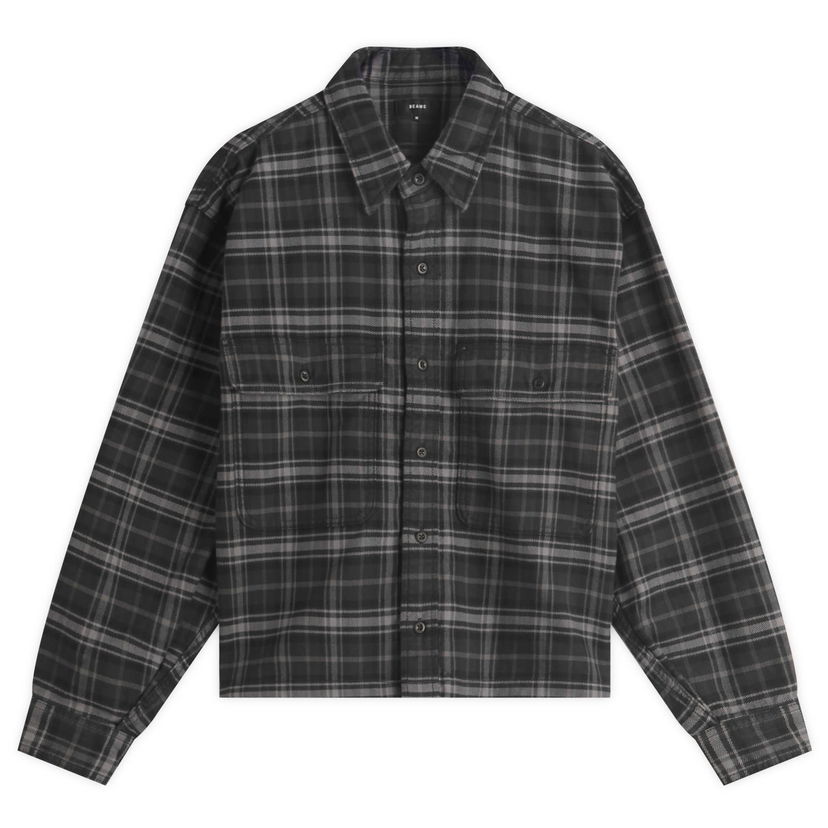Paita BEAMS BEAMS Plaid Overshirt, Size Large Harmaa | 1111-1129-791-19