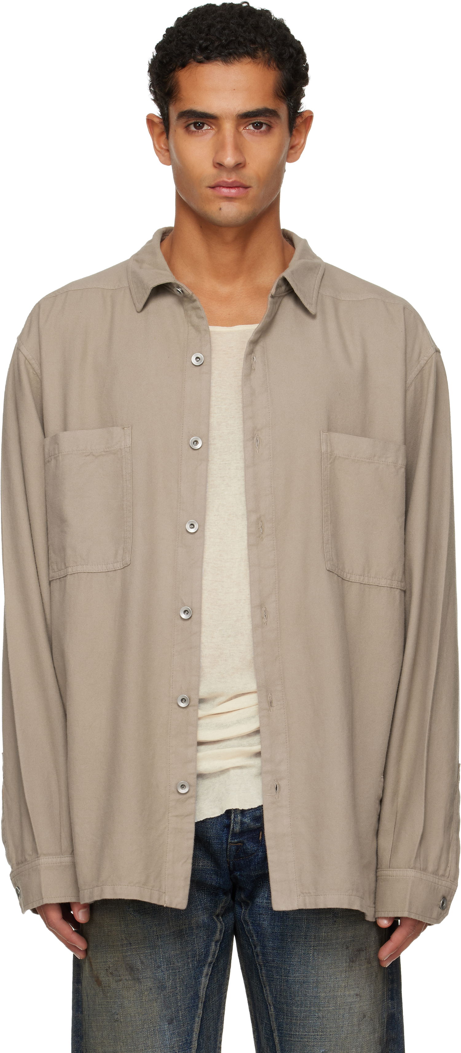 Paita Rick Owens DRKSHDW Concordians Jumbo Button-Up Shirt Beige | DU02E7299 CFL, 0