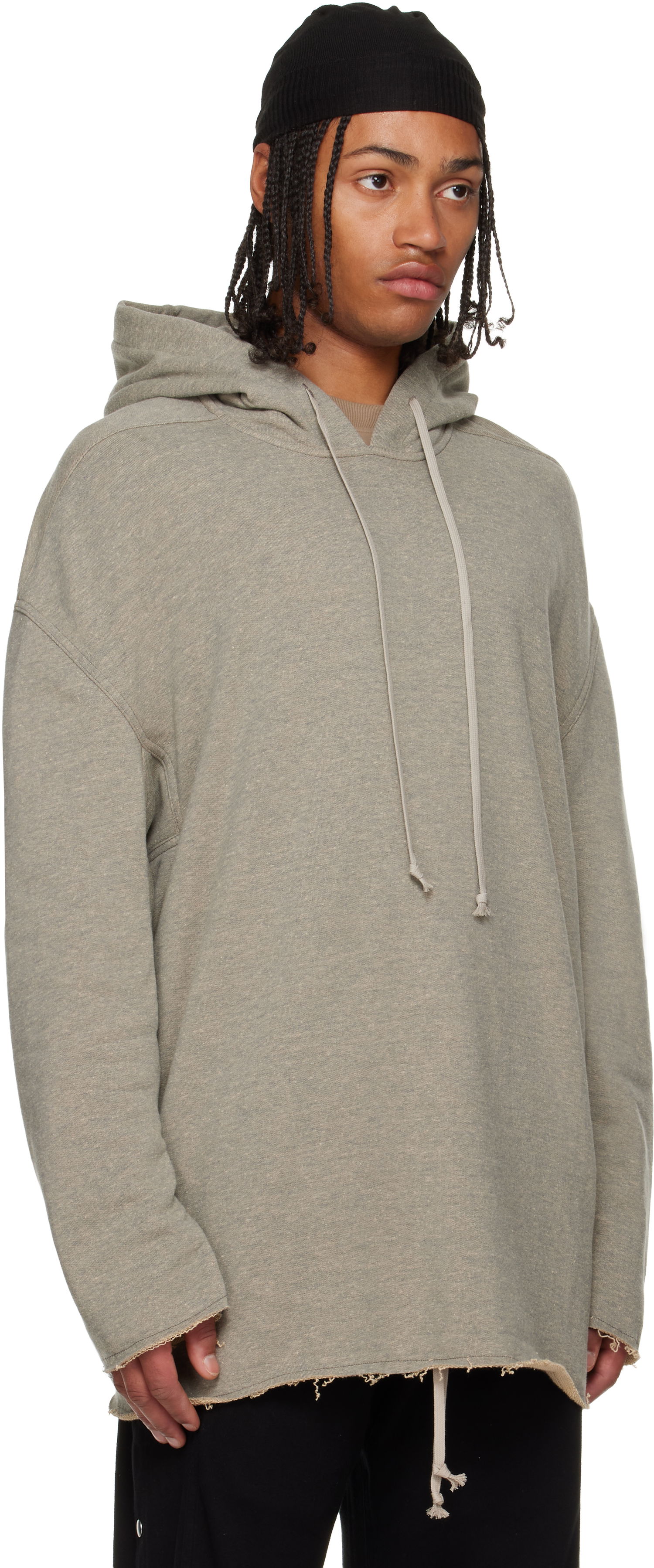 Huppari Rick Owens Rick Owens DRKSHDW Concordians Peter Oversized Raw-Edge Pullover Hoodie Harmaa | DU02E7280 FGM, 1