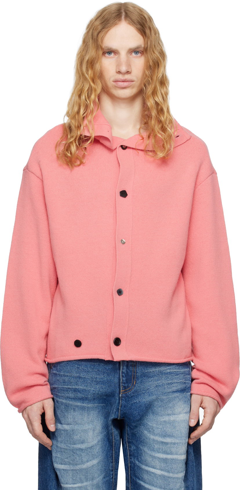 Villapaita ADER ERROR Mock Neck Button Cardigan Vaaleanpunainen | BN01FWKT0703PK