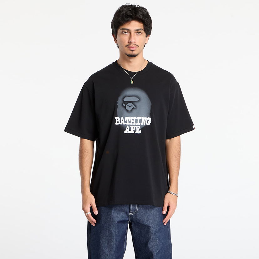 T-paita BAPE Bathing Ape Logo Relaxed Fit Tee Musta | 001TEL801303MBLK