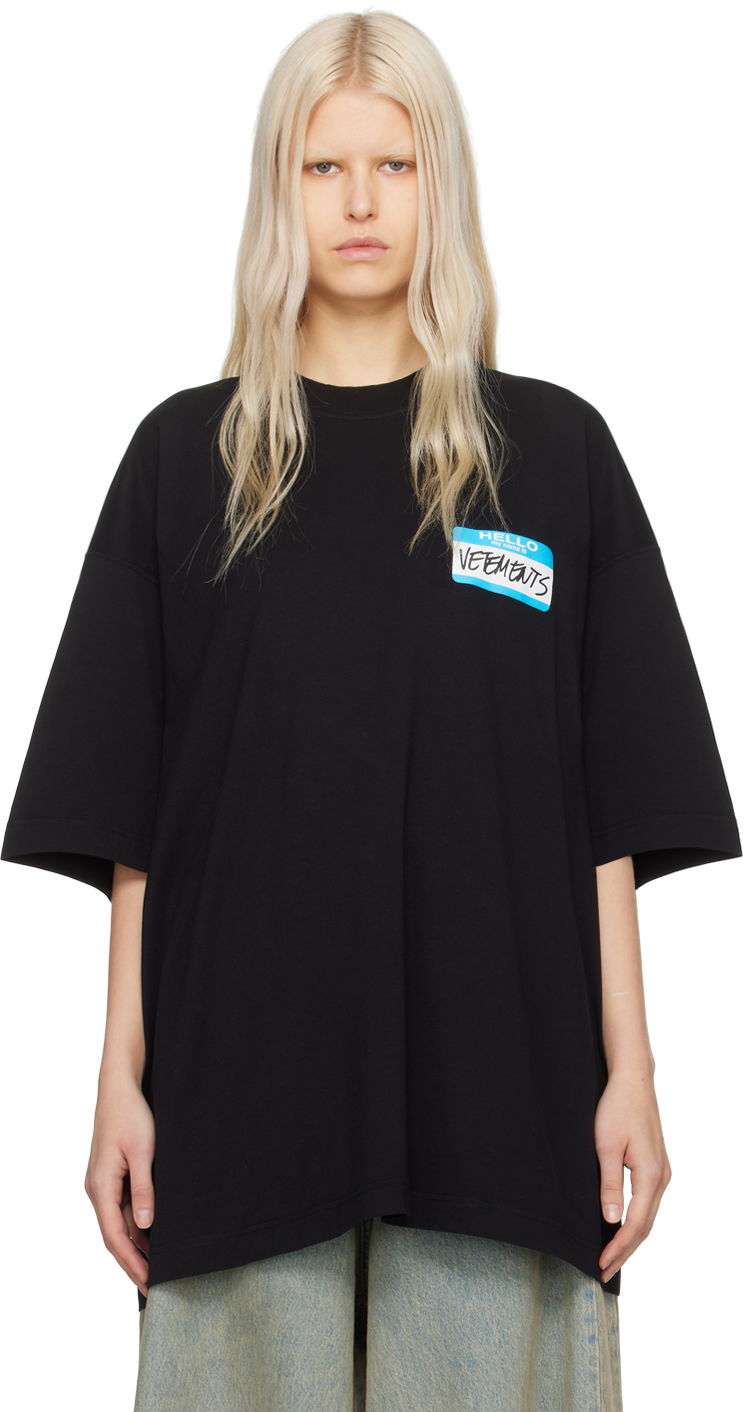 T-paita VETEMENTS 'My Name Is ' T-Shirt Musta | UE64TR130B