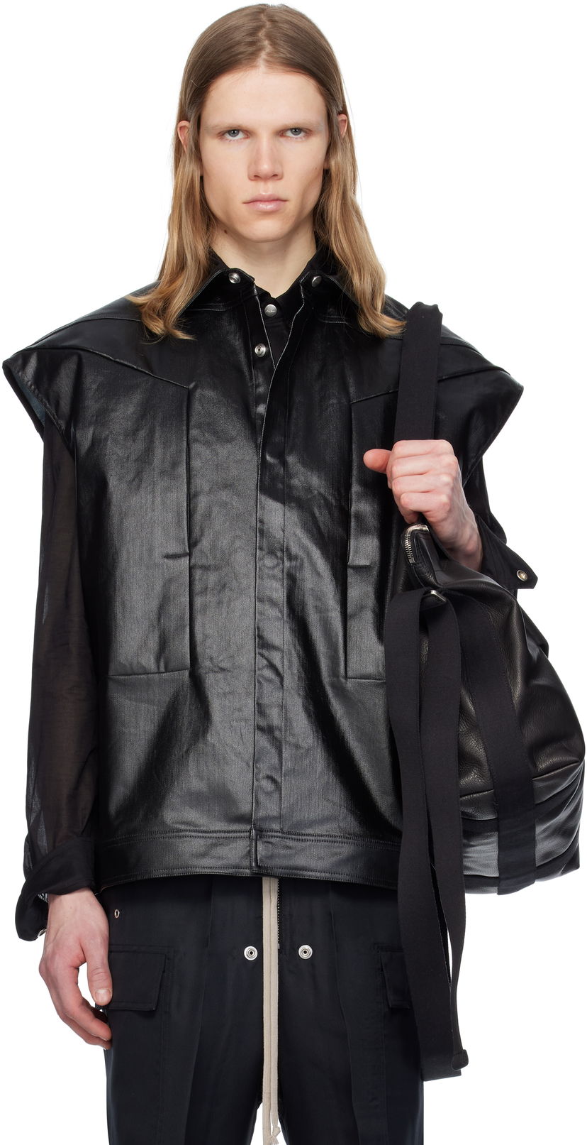 Liivi Rick Owens Rick Owens Sleeveless Jumbo Shirt Musta | RU01E5776 SCT