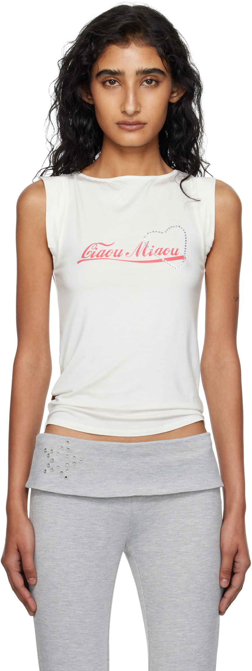 Tankkitoppi Miaou Miaou Lucia Sleeveless Graphic Tank Top Valkoinen | 7197LJBCMI