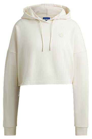 Villapaita BOSS HUGO Cropped Cotton-Terry Hoodie Valkoinen | 50520122