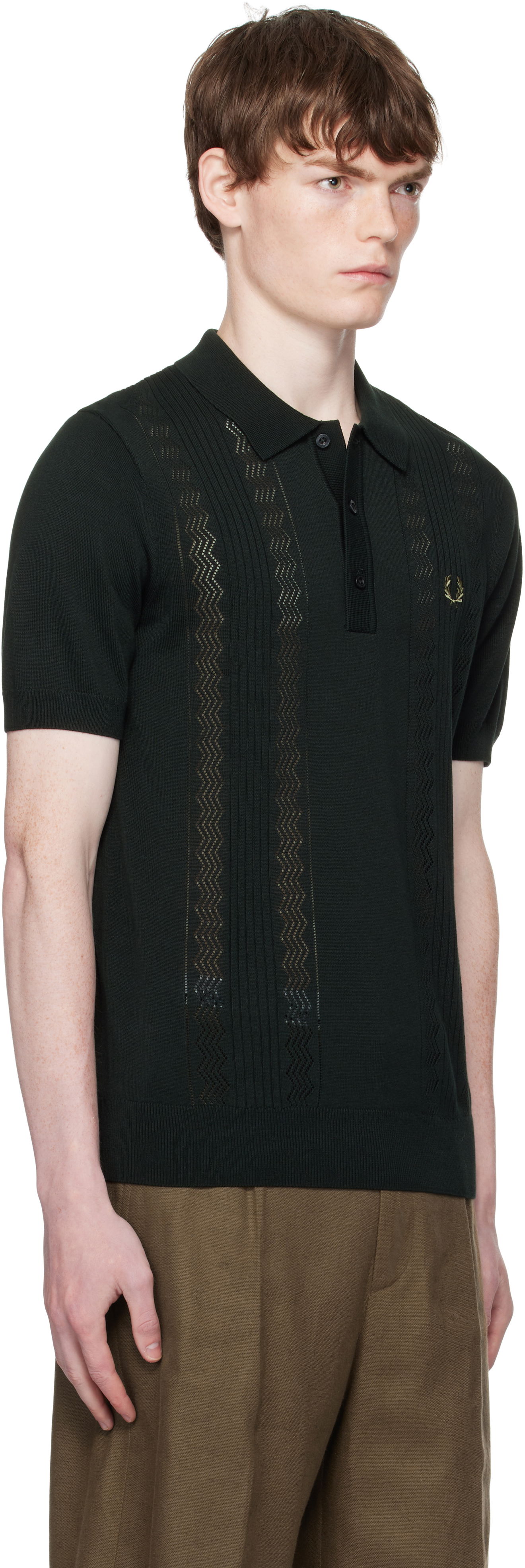 Poolopaita Fred Perry Fred Perry Pointelle Panel Knitted Polo Vihreä | K9750, 1