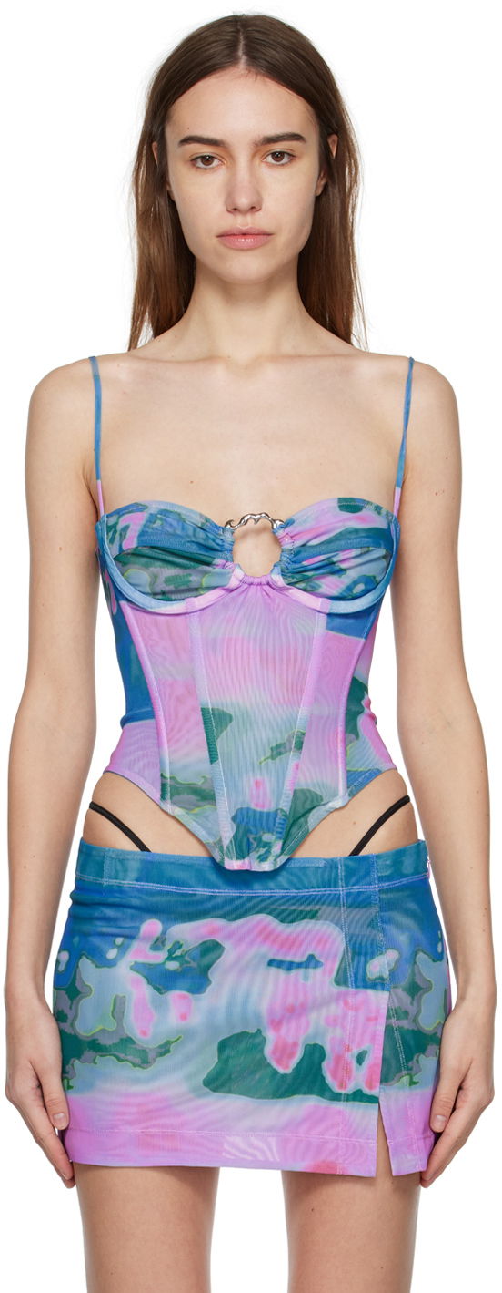Hame Miaou Miaou Hannah Jewett Edition Deia Printed Mesh Tank Top Monivärinen | 7069PM1THP