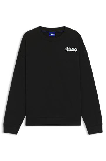 Huppari BOSS Cotton-terry sweatshirt with logo prints Musta | 50549778